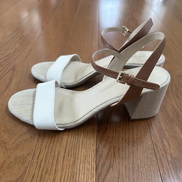 Cole Haan Women's Josie Block-Heel Sandals Ivory/Brown Size 8.5 - Picture 3 of 11